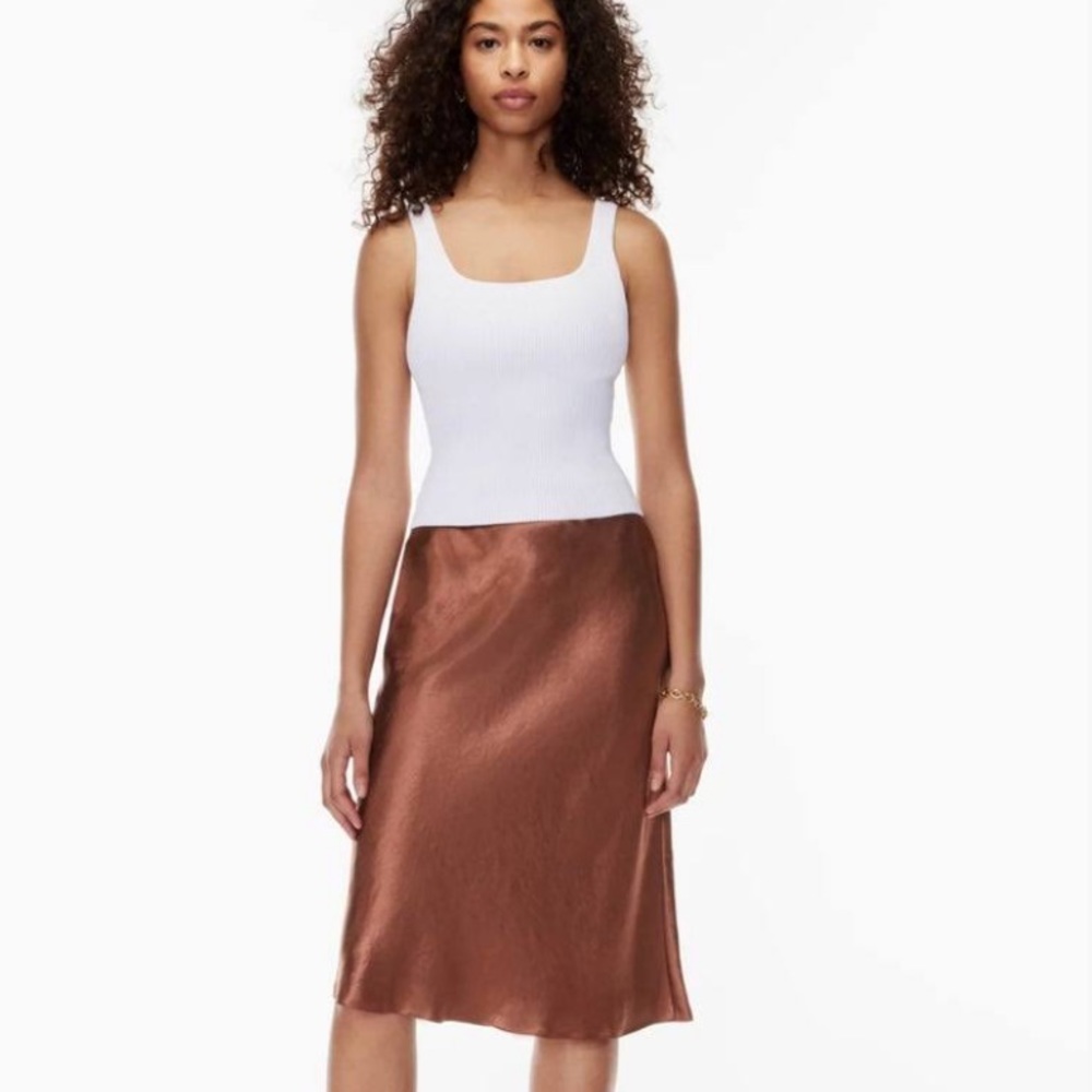 Babaton midi slip skirt coffee brown